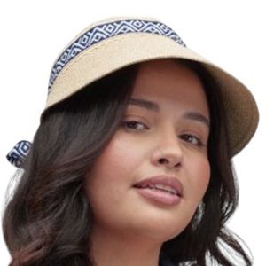 Sea & Grass Straw Visor with Ribbon